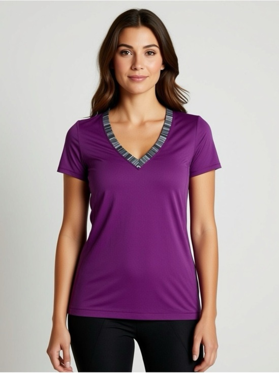 lululemon athletica Tops - Lululemon Tshirt Top Run Energy Purple Womens Size 6 Vneck Stretch Lightweight